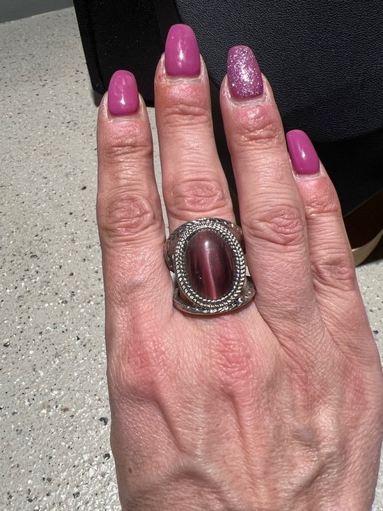 Jewelry - Oval Cat's Eye Statement Ring in Plum